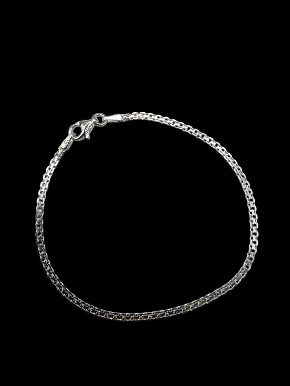 Solid 925 Sterling Silver Italian Link Chain Bracelet 7.25" 2mm Anti-Tarnish